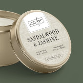 Neutral Beige Boho Logo Candle Jar Lid ラウンドシール