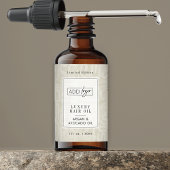 Neutral Beige Boho Pattern Logo 2OZ Dropper Bottle ラベル