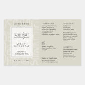 Neutral Beige Boho Pattern Logo 4OZ Cosmo Bottle 長方形シール (正面)