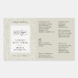 Neutral Beige Boho Pattern Logo 4OZ Cosmo Bottle 長方形シール