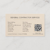 Neutral Beige Construction Minimalist Gold QR Code 名刺 (裏面)