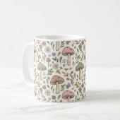 Neutral Beige Earthy Mushroom Seamless Pattern コーヒーマグカップ (正面左)