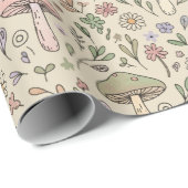 Neutral Beige Earthy Mushroom Seamless Pattern ラッピングペーパー (ロールコーナー)