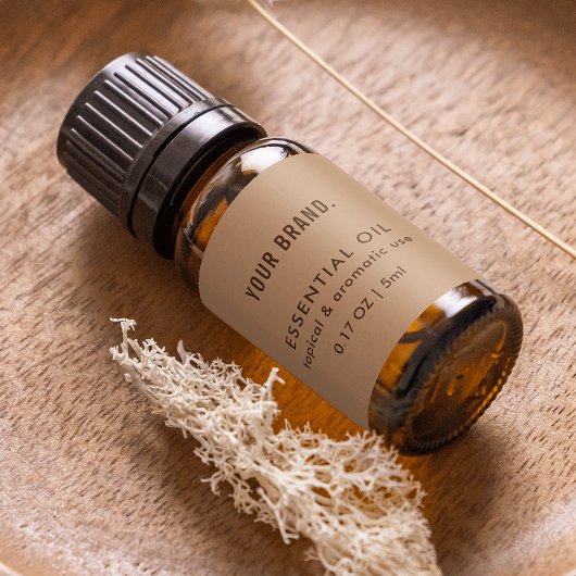 Neutral Beige Essential Oil Dropper Bottle Wrapper ラベル