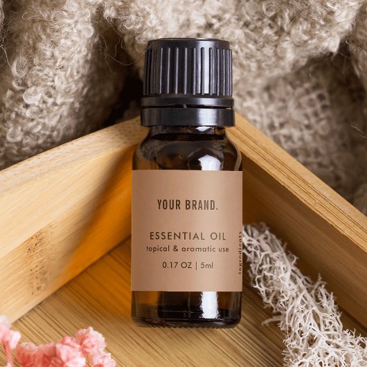 Neutral Beige Essential Oil Dropper Bottle Wrapper ラベル