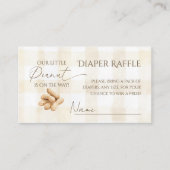 Neutral Beige Gingham Peanut Baby Shower Diaper エンクロージャーカード (正面)