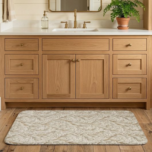 Neutral Beige Gold Botanical Leaf William Morris バスマット