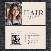 Neutral Beige Hair Stylist Photo QR Code  名刺