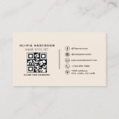 Neutral Beige Hair Stylist Photo QR Code  名刺 (裏面)