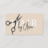 Neutral Beige Hair Stylist Scissors QR Code 名刺 (正面)
