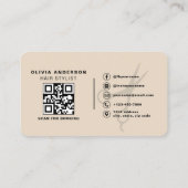 Neutral Beige Hair Stylist Scissors QR Code 名刺 (裏面)