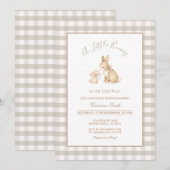 Neutral Beige Little Bunny Baby Shower Invitation 招待状 (正面/裏面)