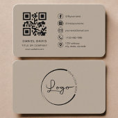 Neutral Beige Logo QR Code 名刺
