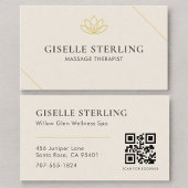 Neutral Beige Massage Therapist QR Code 名刺