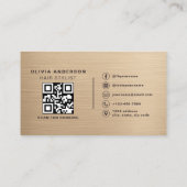 Neutral Beige Metallic Hair Stylist Photo QR Code  名刺 (裏面)