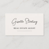 Neutral Beige Minimalist Real Estate Agent QR Code 名刺 (正面)