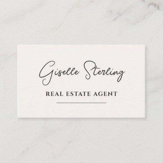 Neutral Beige Minimalist Real Estate Agent QR Code 名刺 (正面)