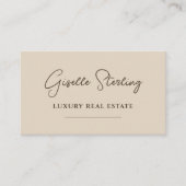 Neutral Beige Minimalist Script QR Code 名刺 (正面)