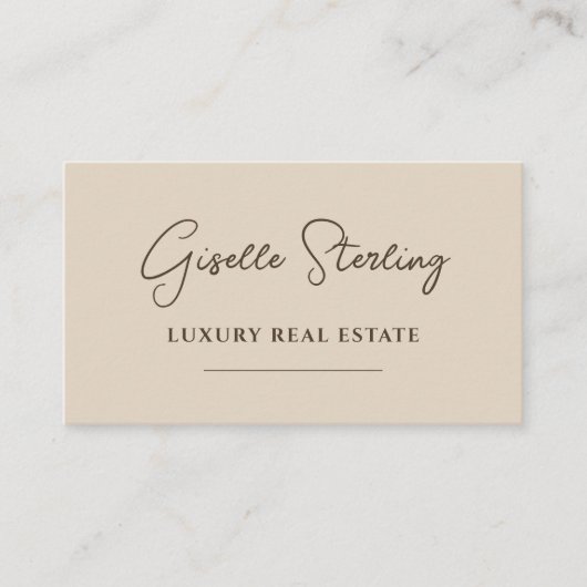 Neutral Beige Minimalist Script QR Code 名刺 (正面)