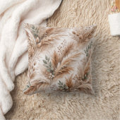 Neutral Beige Pampas Grass Boho Botanical クッション (ブランケット)