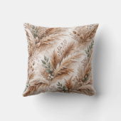 Neutral Beige Pampas Grass Boho Botanical クッション (裏面)