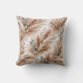 Neutral Beige Pampas Grass Boho Botanical クッション (正面)