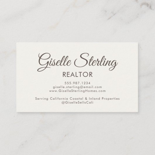 Neutral Beige Photo Monogram Realtor QR Code  名刺 (裏面)