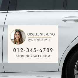 Neutral Beige Photo Real Estate Agent カーマグネット