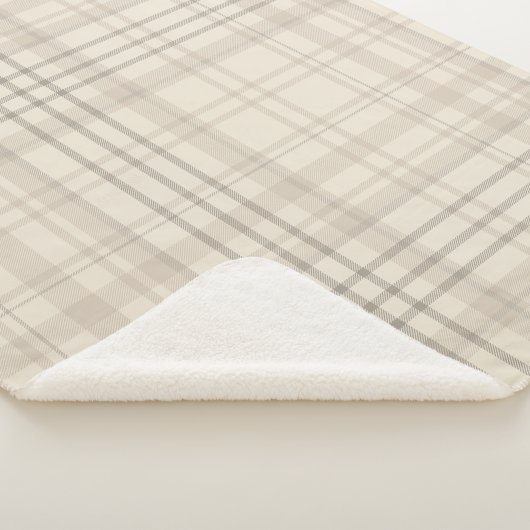 Neutral Beige Plaid シェルパブランケット (3/4)
