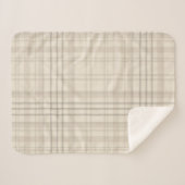 Neutral Beige Plaid シェルパブランケット (正面(横))