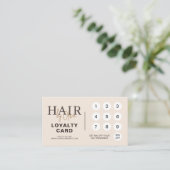 Neutral Beige QR Code Hair Salon Loyalty Card ロイヤリティカード (スタンド正面)