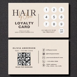 Neutral Beige QR Code Hair Salon Loyalty Card ロイヤリティカード