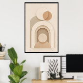 Neutral Beige Scandinavian Abstract Design ポスター (ホームオフィス)