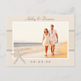 Neutral Beige Starfishの結婚写真Save the Date 案内ポストカード