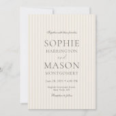 Neutral Beige Stripe Wedding Invitation 招待状 (正面)