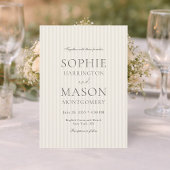Neutral Beige Stripe Wedding Invitation 招待状