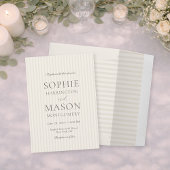 Neutral Beige Stripe Wedding Invitation 招待状