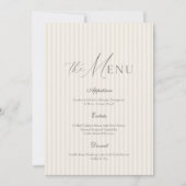 Neutral Beige Stripe Wedding Menu 招待状 (正面)