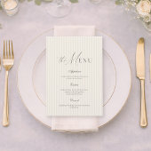 Neutral Beige Stripe Wedding Menu 招待状