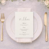 Neutral Beige Stripe Wedding Menu 招待状