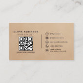 Neutral Beige Suede Hair Stylist Photo QR Code  名刺 (裏面)