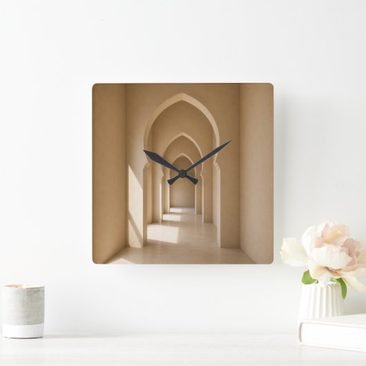 Neutral Beige Wall Decor スクエア壁時計 (ホーム)