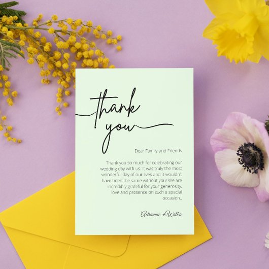 Neutral Black and White Minimalist Wedding サンキューカード