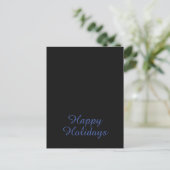 Neutral Black & Blue Plain Elegant Happy Holidays ポストカード (スタンド正面)