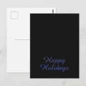 Neutral Black & Blue Plain Elegant Happy Holidays ポストカード (正面/裏面)