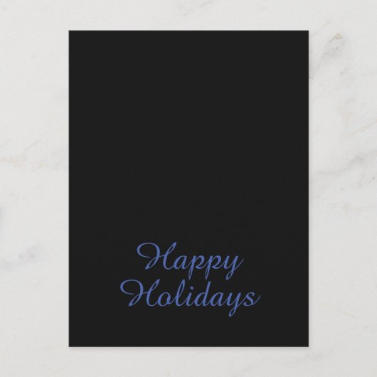 Neutral Black & Blue Plain Elegant Happy Holidays ポストカード (正面)