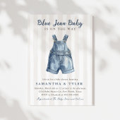 Neutral Blue Jean Baby On The Way Baby Shower 招待状