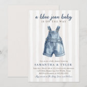 Neutral Blue Jean Baby On The Way Baby Shower Invi 招待状 (正面/裏面)