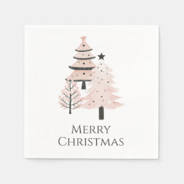 Neutral Blush Christmas Tree Paper Napkins スタンダードカクテルナプキン