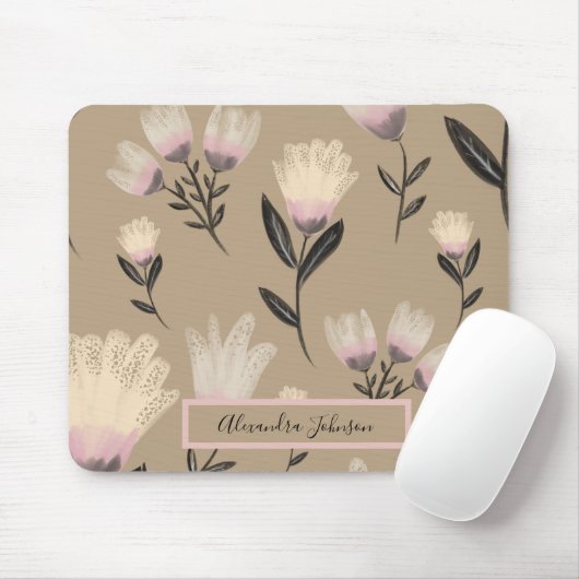 Neutral Blush Floral  | Modern Botanical マウスパッド (マウス)